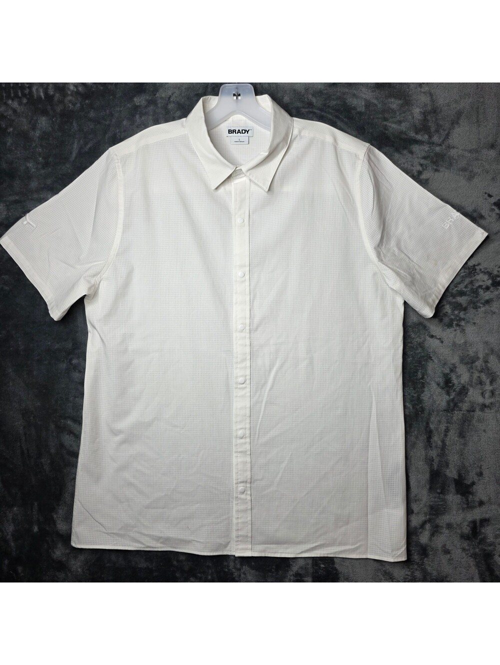 Brady By Tom Brady Mens White Short Sleeve Button Up Sz Large